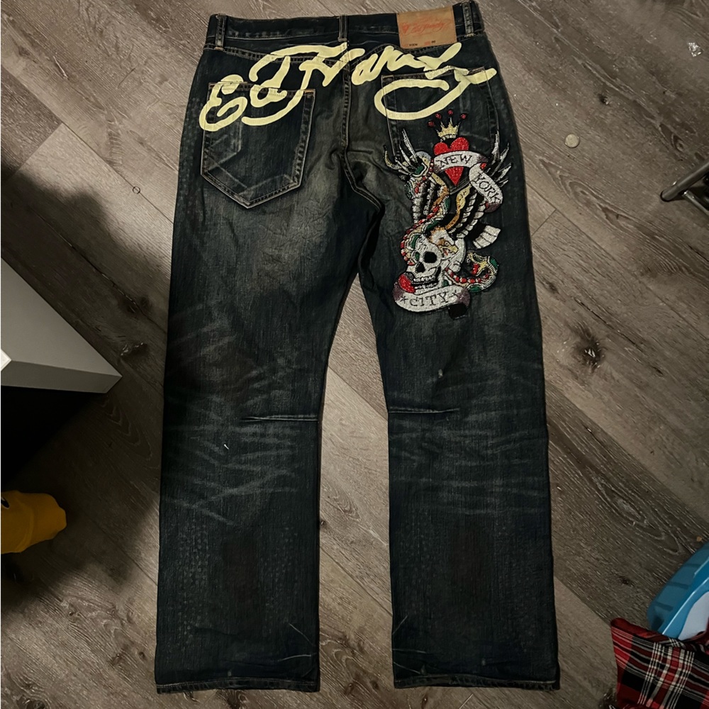 Ed Hardy | Jeans | Vintage Ed Hardy Washed Denim Baggy Jeans Big
